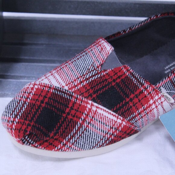 Toms Women's Red and Gray Plaid Flats - Picture 3 of 6